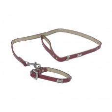 Super Dog Leather Collar And Leash Set 0.5 Inch